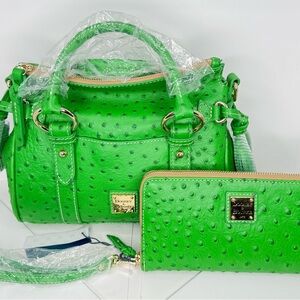 Dooney & Bourke Ostrich Satchel and Wallet Set (Rare Color)